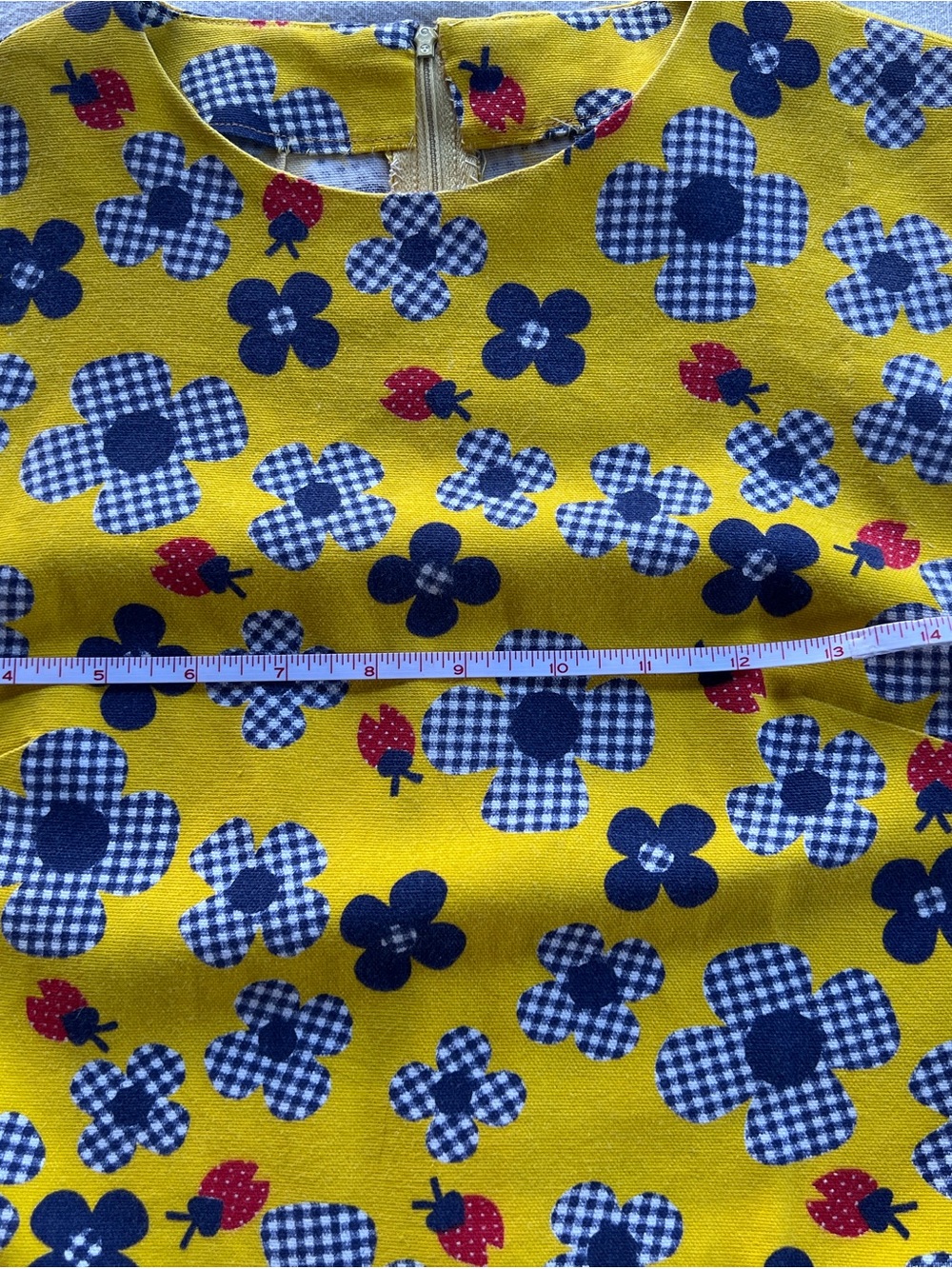 Yellow Floral Print handmade Vintage 60’s dress-Small women’s - Picture 4 of 9
